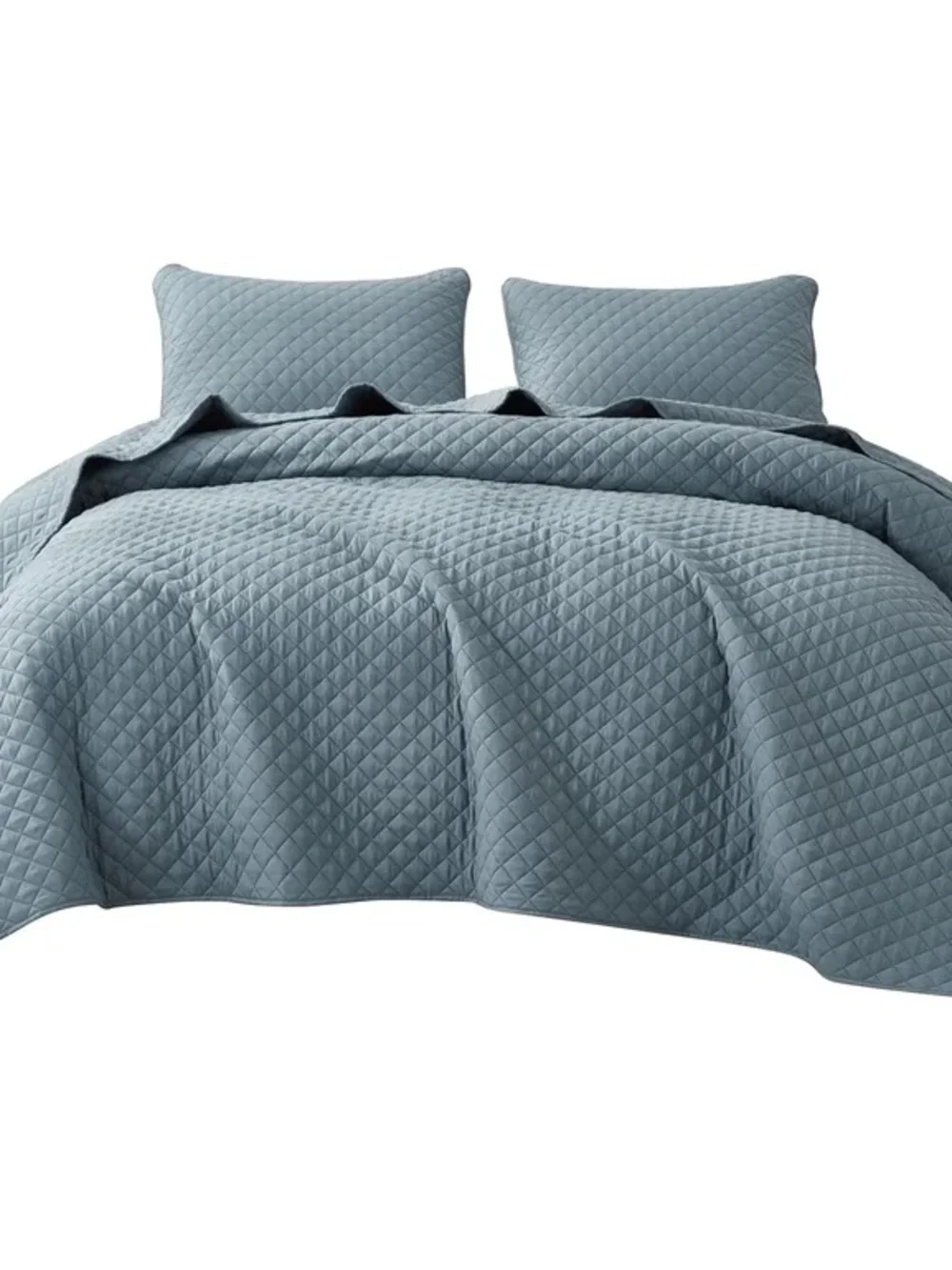 Light Blue Quilted king 3 piece Bedspread Set -